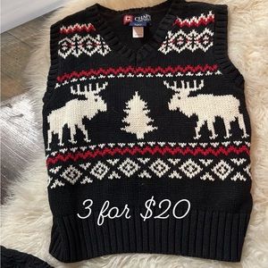 Chaps reindeer red /black holiday sweater vest 3T. 3 for $20